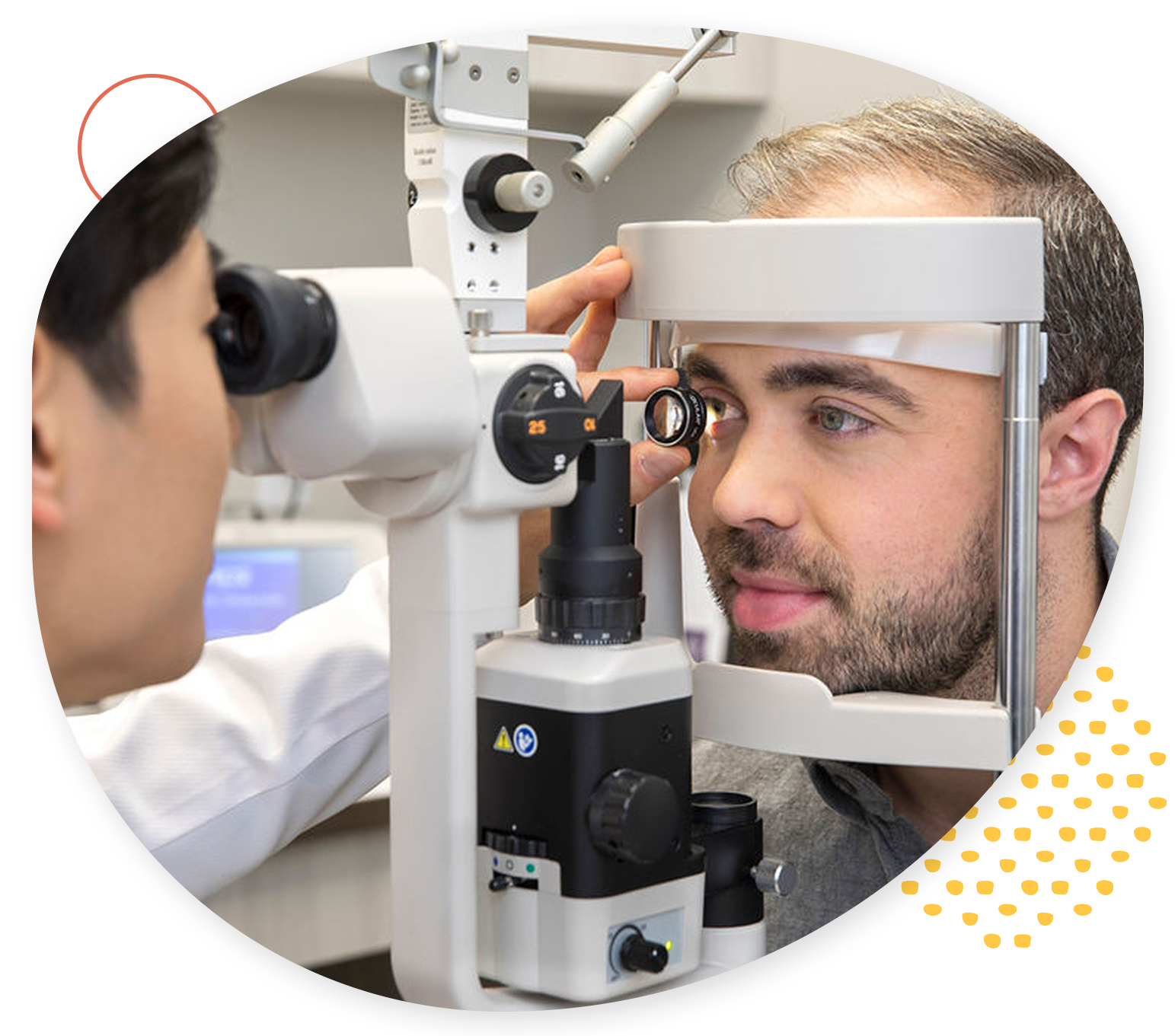 Young man receiving an eye exam